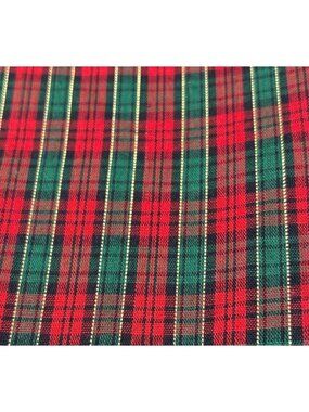 Red & Green Plaid Cotton Fabric 19" x 44" Sewing Crafts Quilting